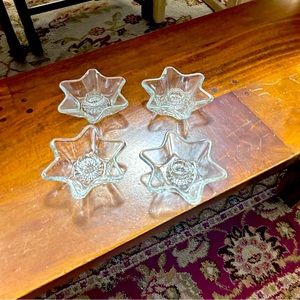Vintage Glass star candle holder- set of 4 excellent condition no flaws